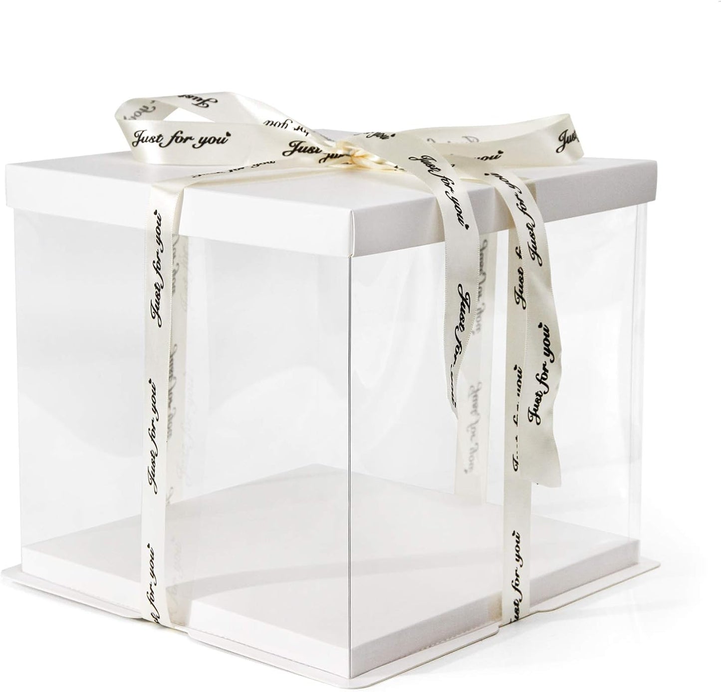 Caja transparente tartas 10x10" set 2 blanco