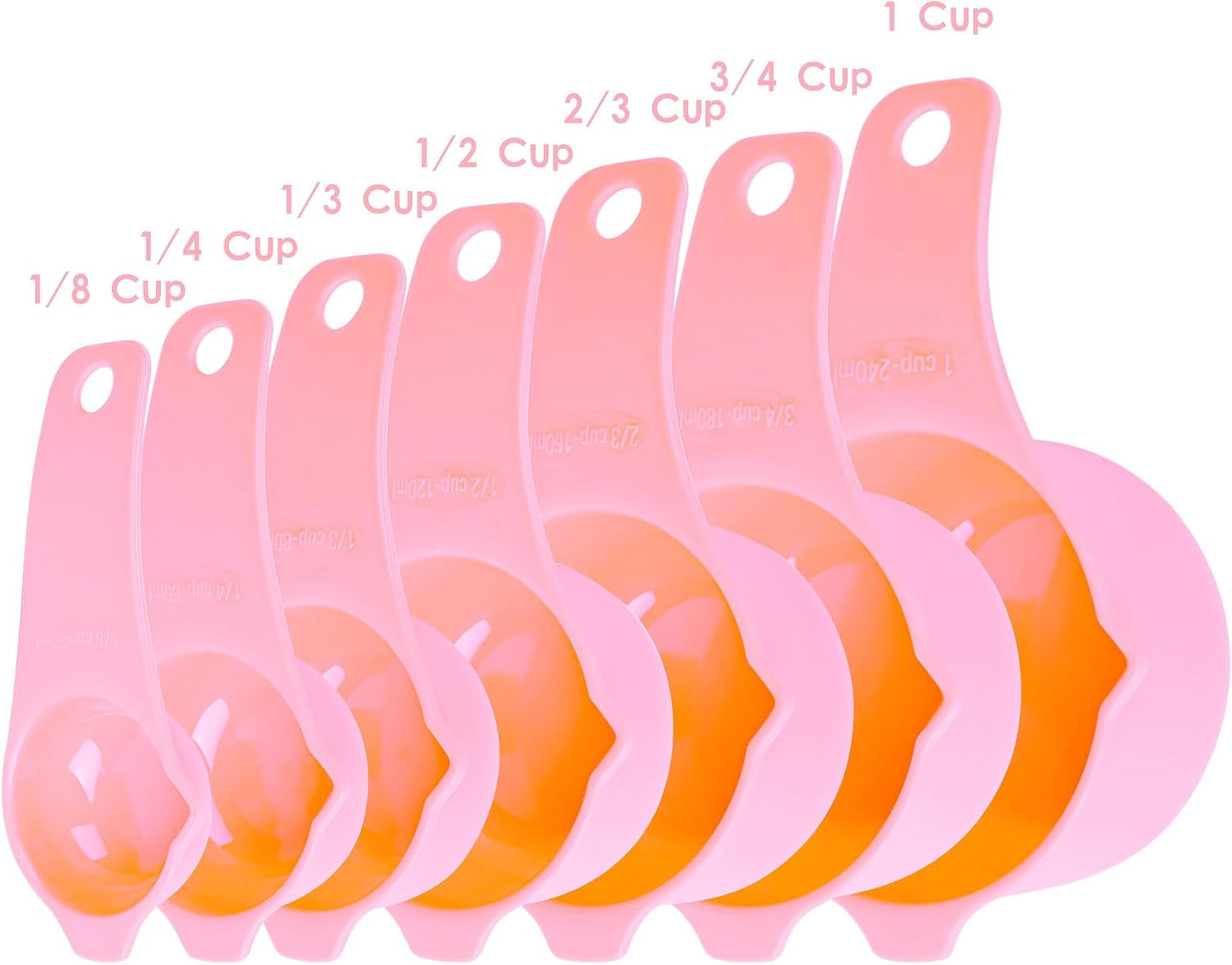 Juego 7 Tazas y Cucharas Medidoras de Plástico Rosa