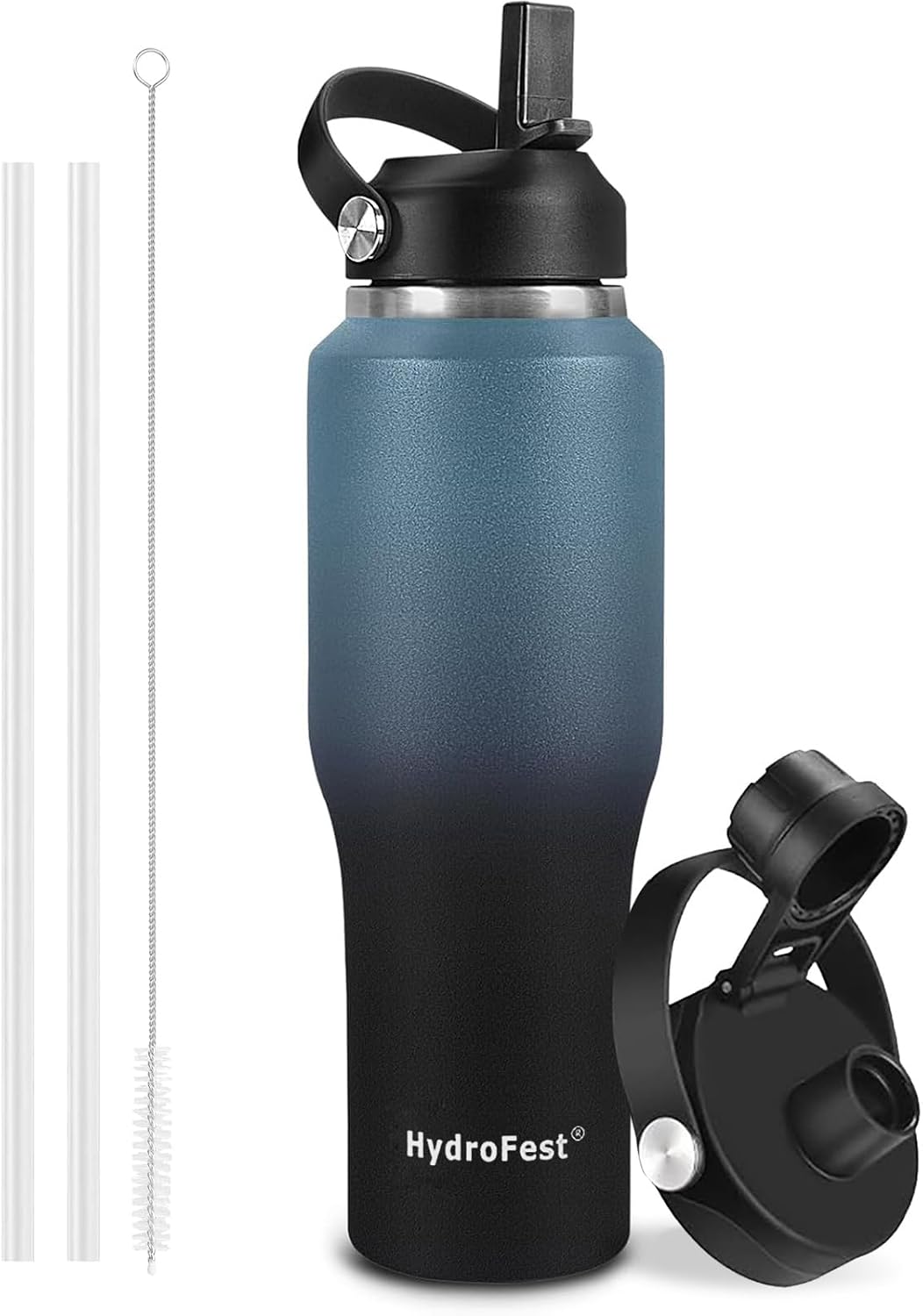 Botella agua aislada acero inox 1 litro sin BPA con popote