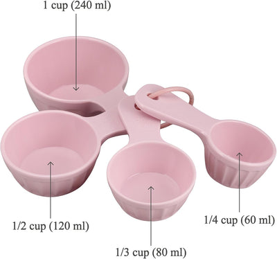 Set 4 Tazas Medidoras Melamina Estilo Latte Rosa