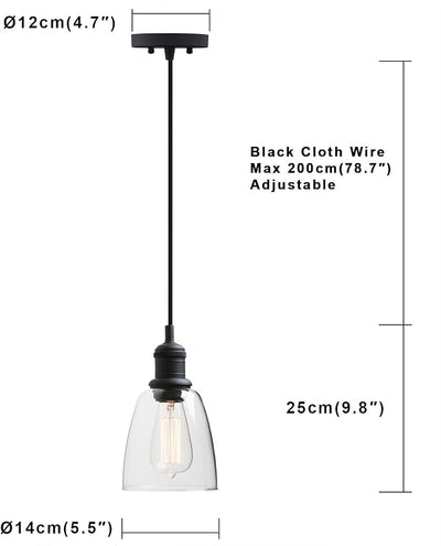 Lámpara colgante Edison 1 luz negro para cocina baño sala