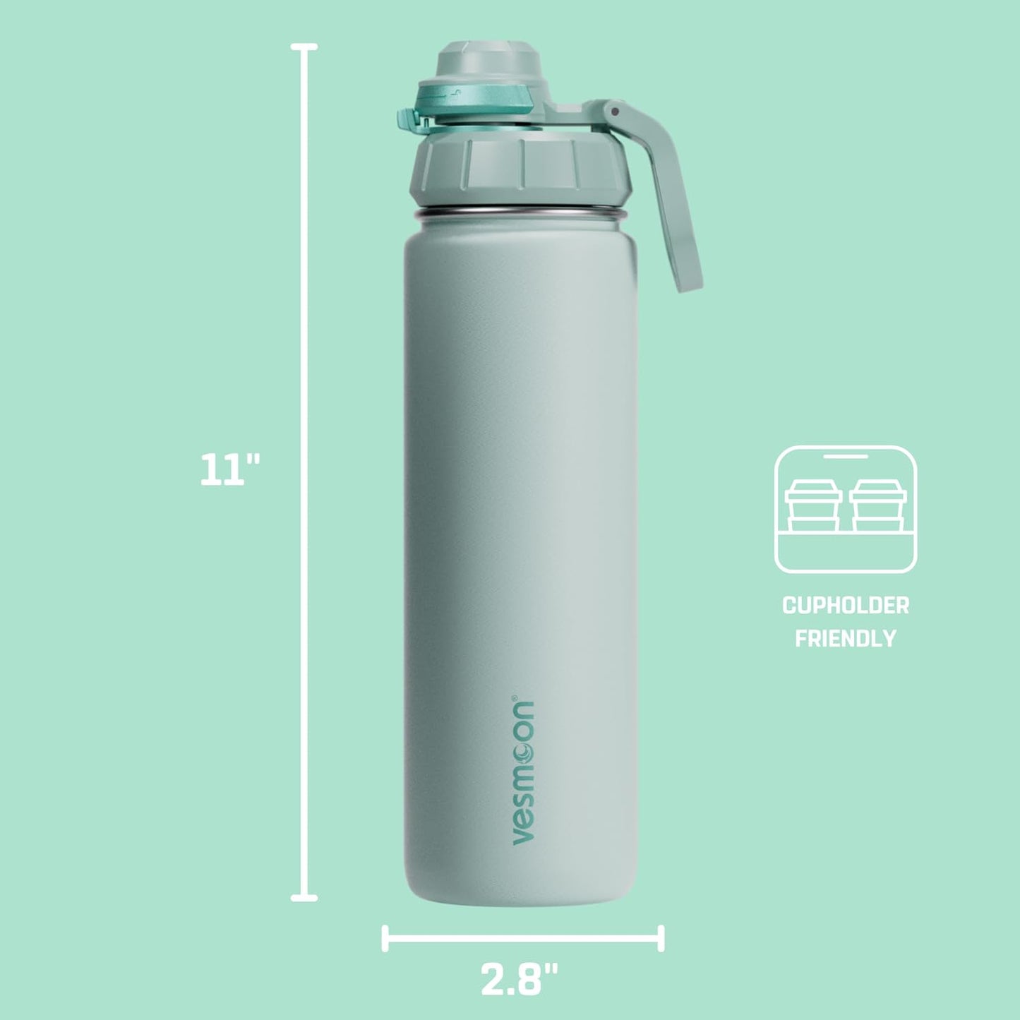 Botella té acero inox 24oz aislada triple capa con tapa