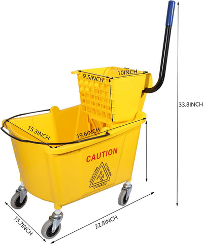Cubo fregona comercial con escurridor 35qt amarillo