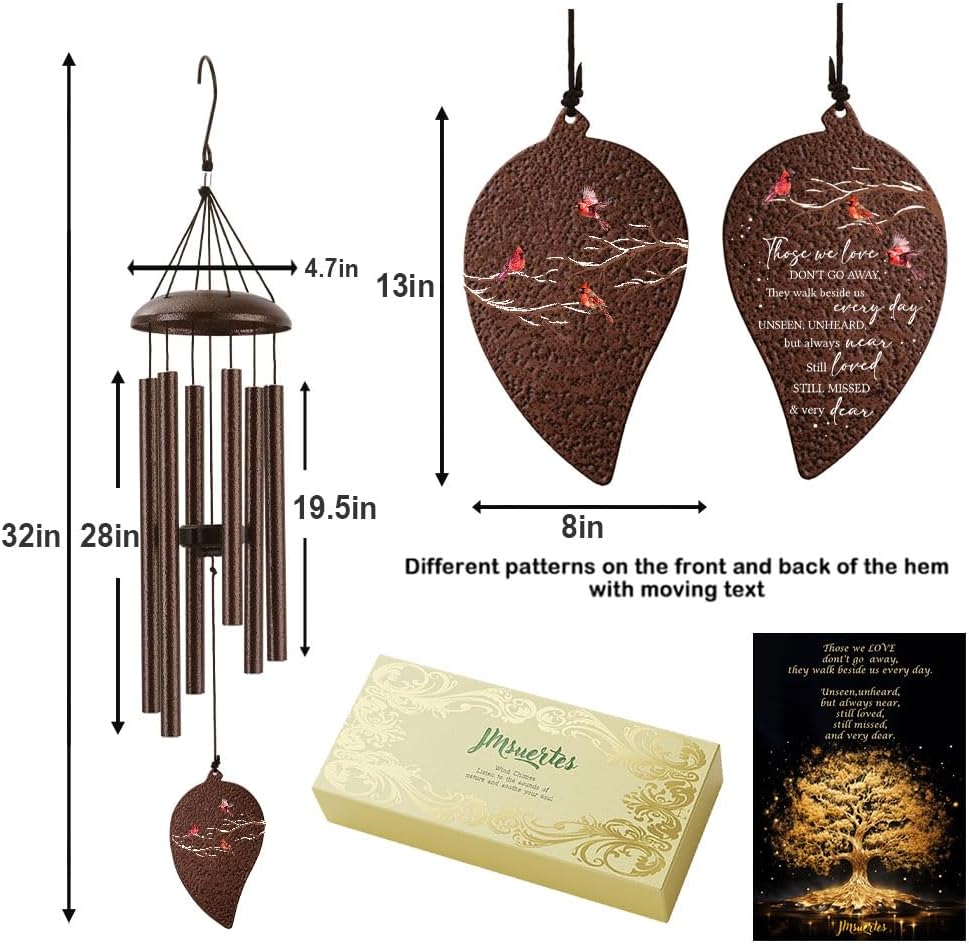 Campanillas viento cardenales conmemorativas 32"
