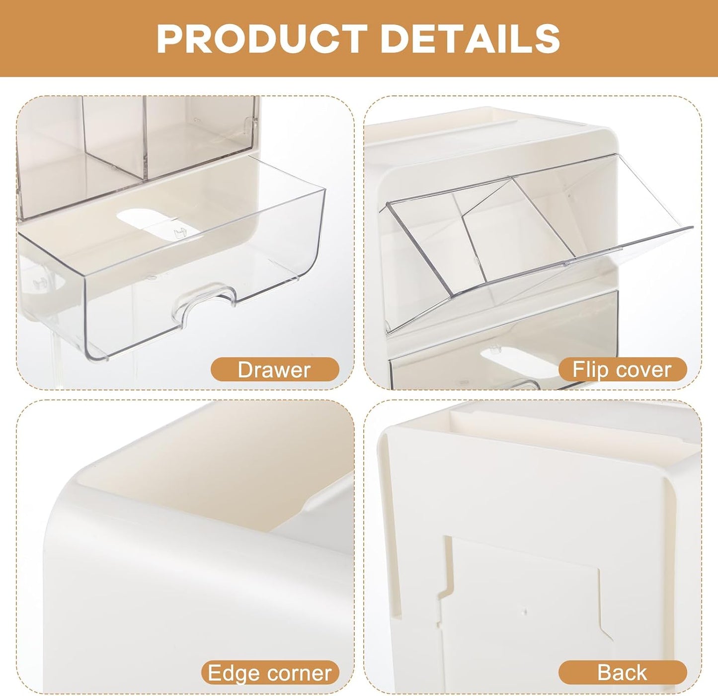 Soporte tampón baño con cajón y tapa organiz.