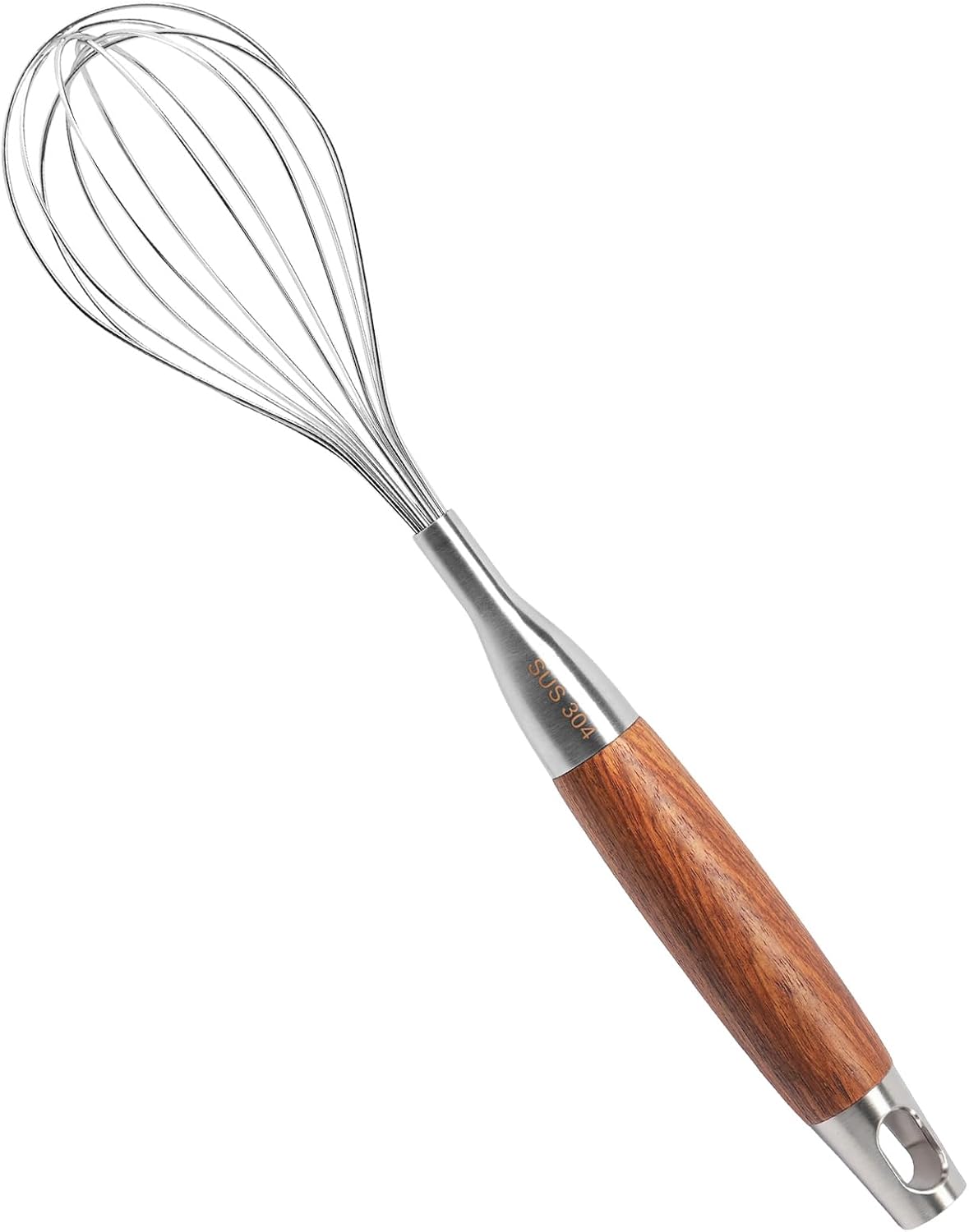 Batidor acero inox mango madera 12pulg cocina