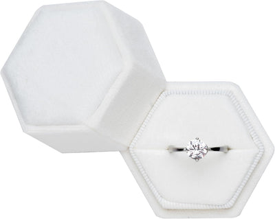 Caja terciopelo hexagonal para anillo propuesta compromiso