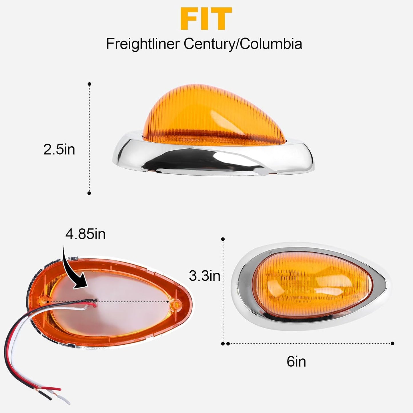 2 Pzas Luces Ámbar Cabina Camión 48 LED Freightliner