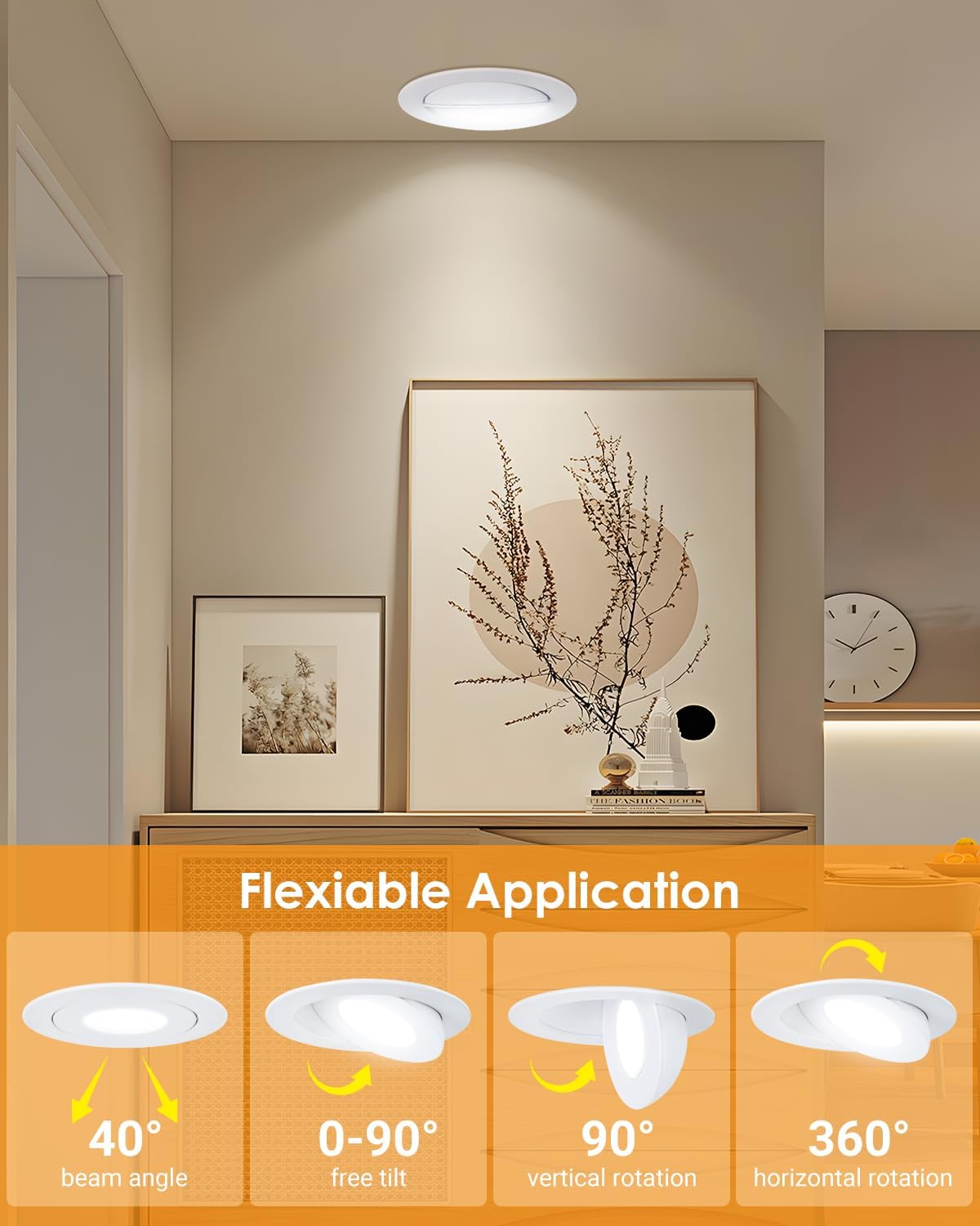 Luz LED empotrable 4pulg giratorio 360° blanco