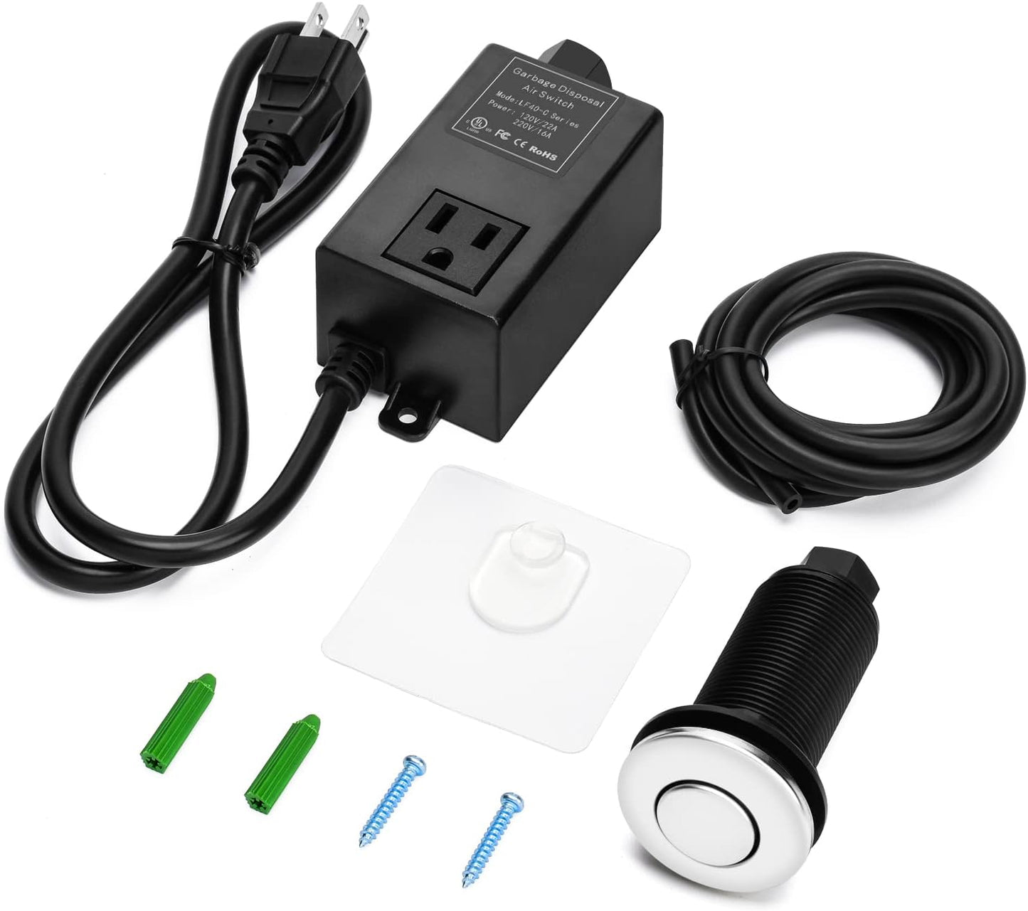 Kit interruptor aire basura botón acero inox