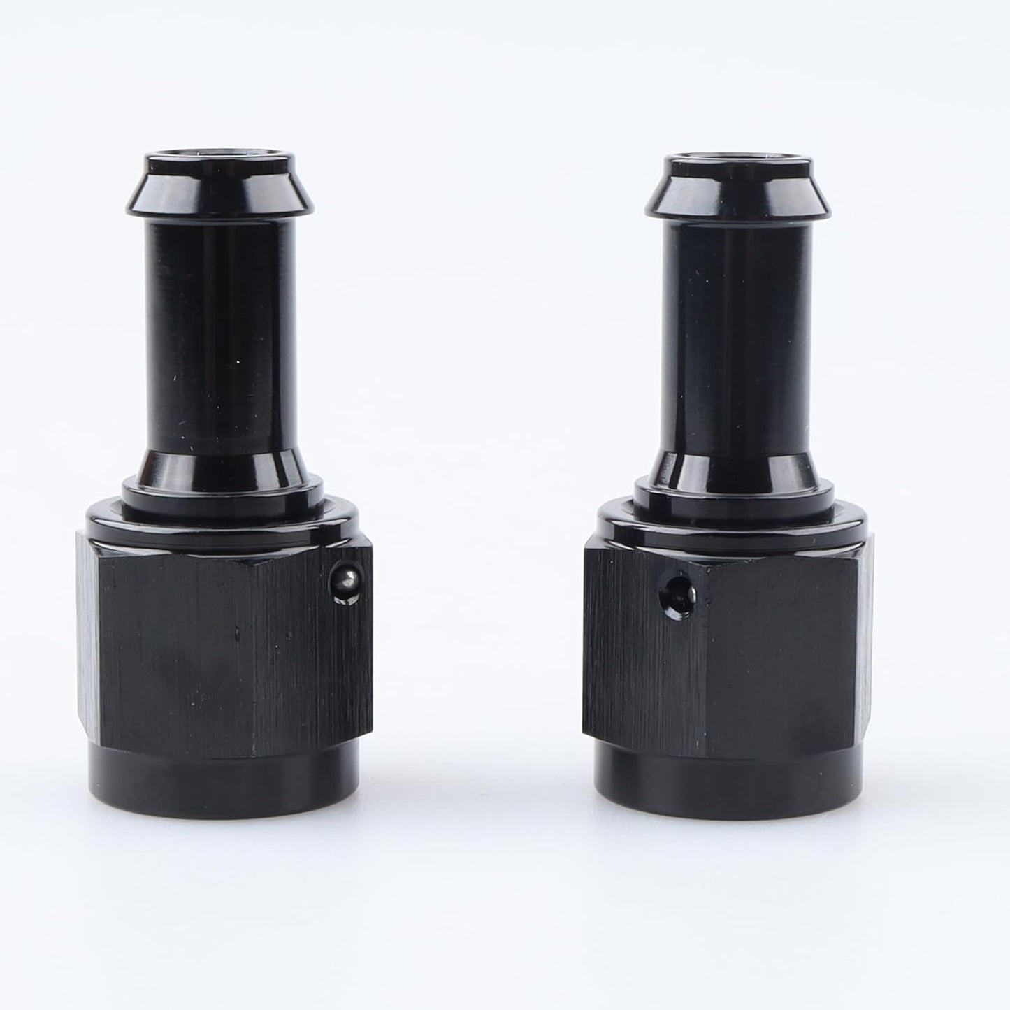 6AN Hembra 3/8 Barb Giro Tubo Aluminio Negro Pack 2