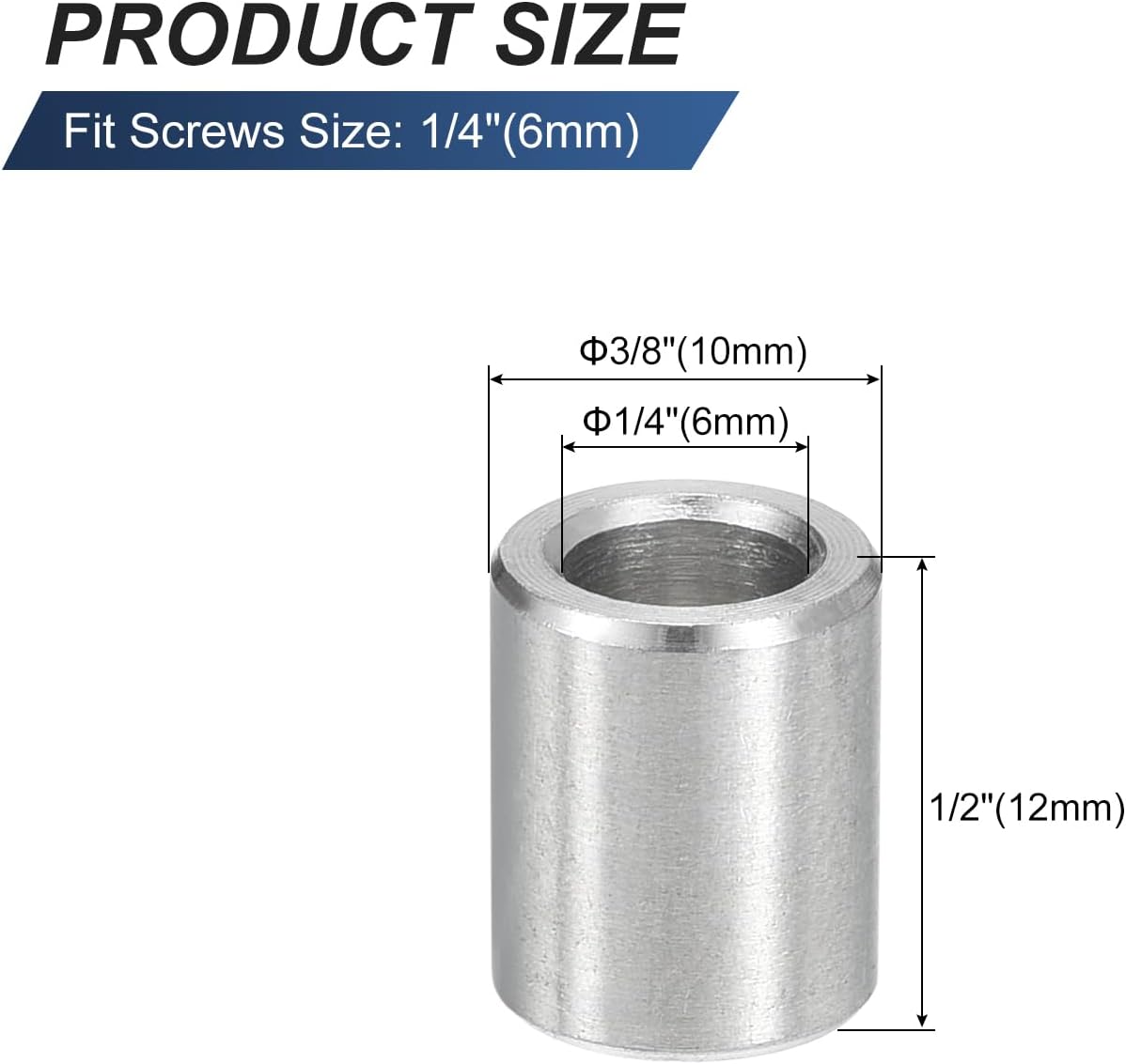 10 Espaciadores Acero Inox Redondos Sin Rosca