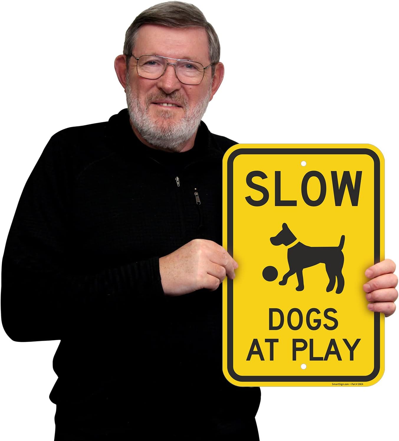 Letrero aluminio Slow Dogs At Play 12x18pulg