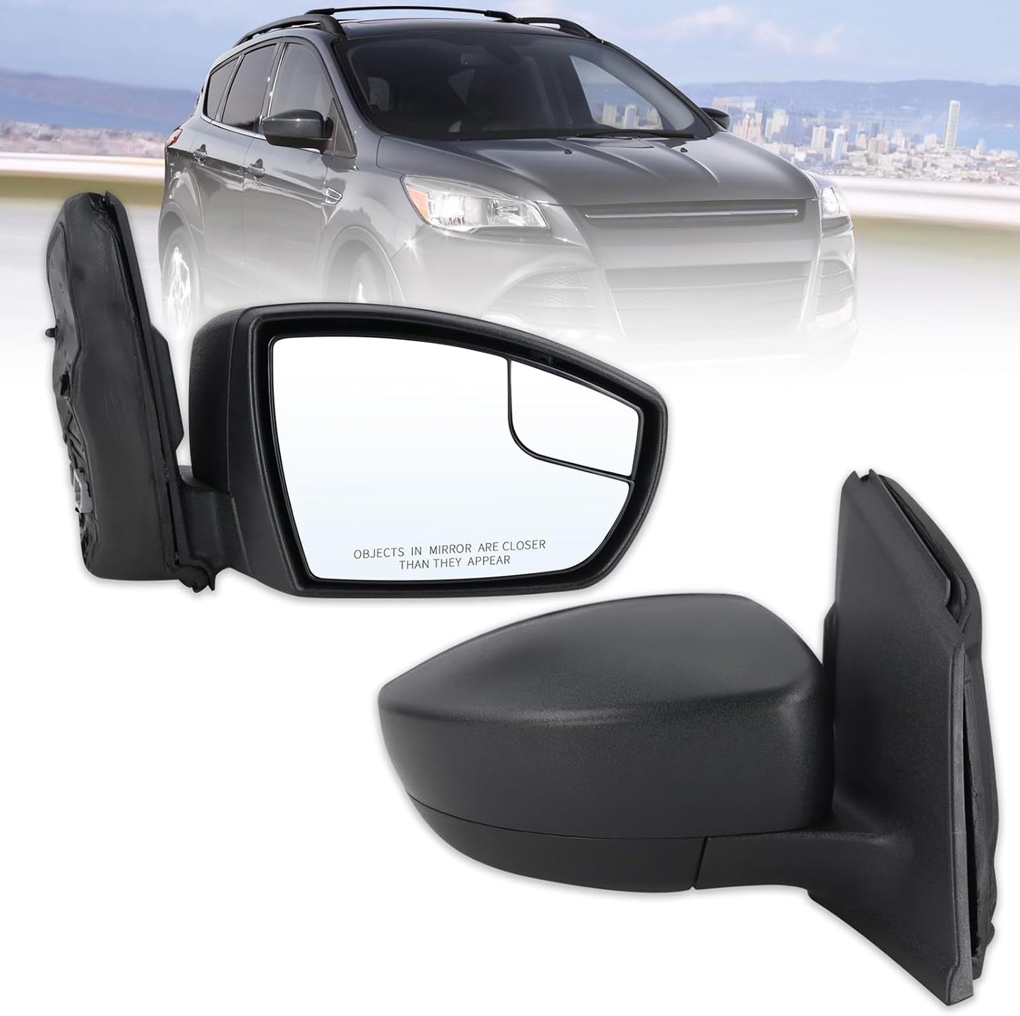 Espejo lateral Ford Escape 13-16 vidrio eléctrico negro mate