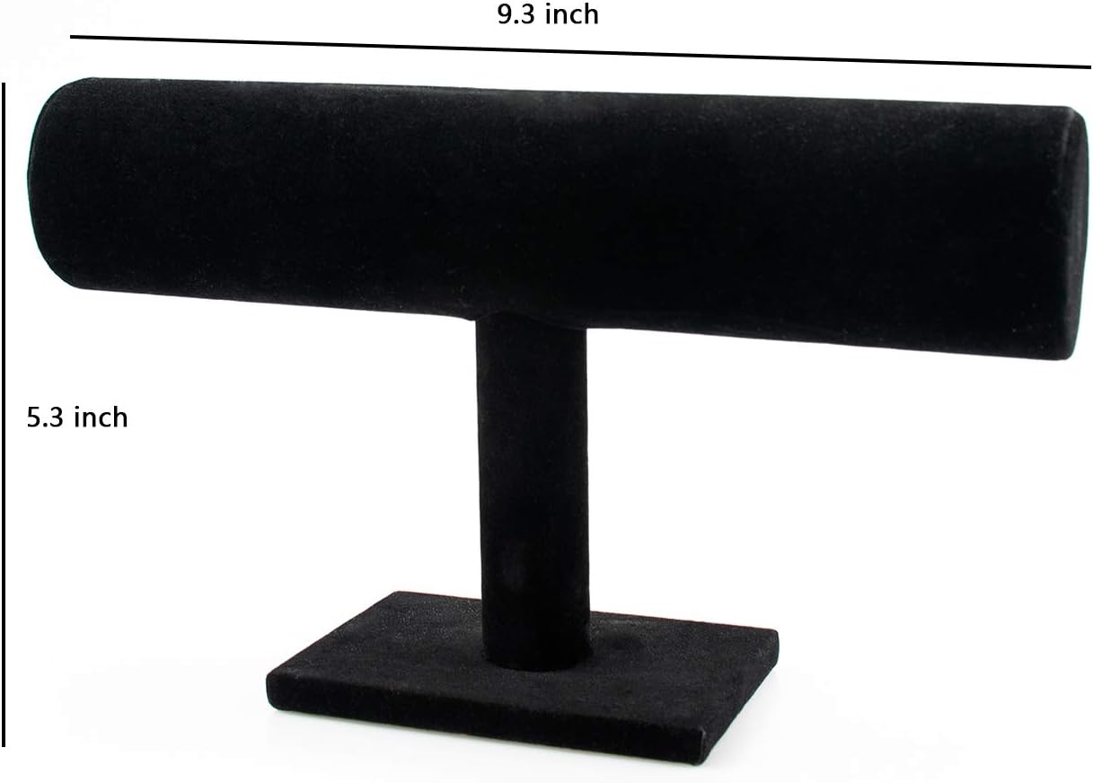4 Soportes Terciopelo Negro para Joyas y Relojes