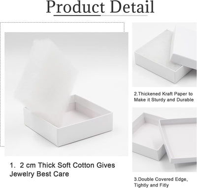 Cajas regalo cartón joyería blanca 3.5x3.5x1pulg set 20