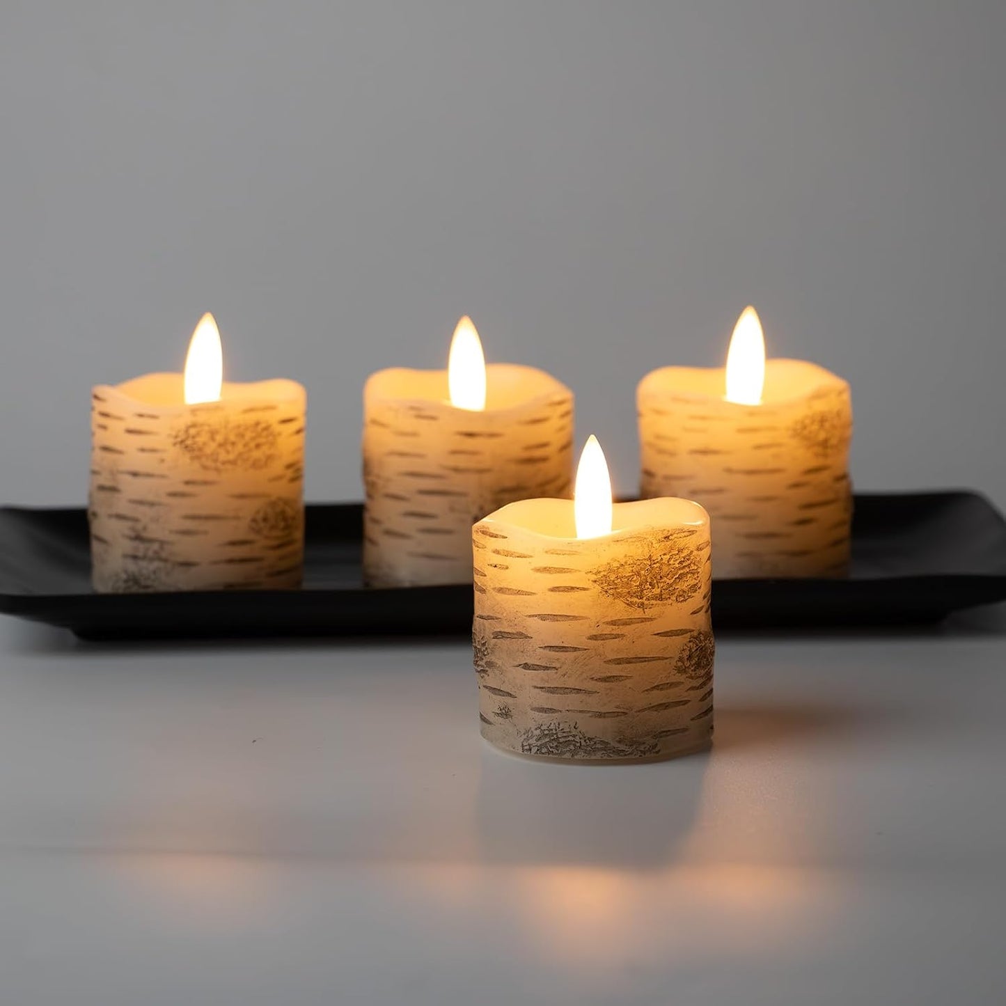 Velas votivas abedul blanca 2pulg LED batería set 4