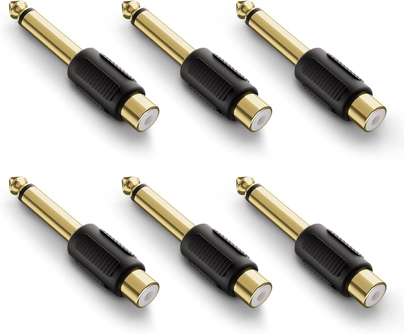 Adaptador RCA a 1/4 mono 6 Pzas