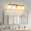 Lámpara baño vidrio blanco 4 luces modernas negro dorado