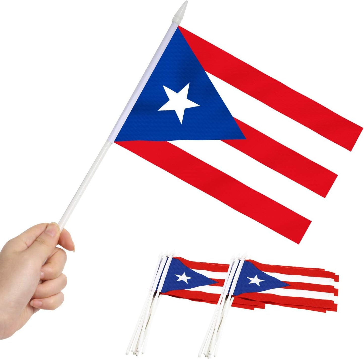12 Mini Banderas Puerto Rico 5x8pulg Resistentes