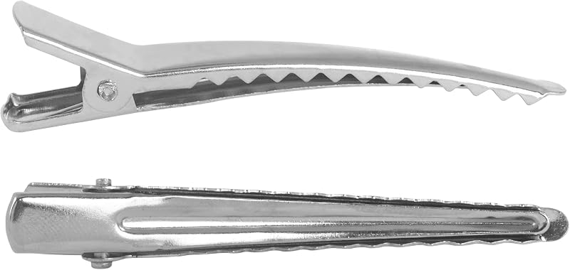 Pinzas dientes cocodrilo plateado para cabello arte 100 pzas