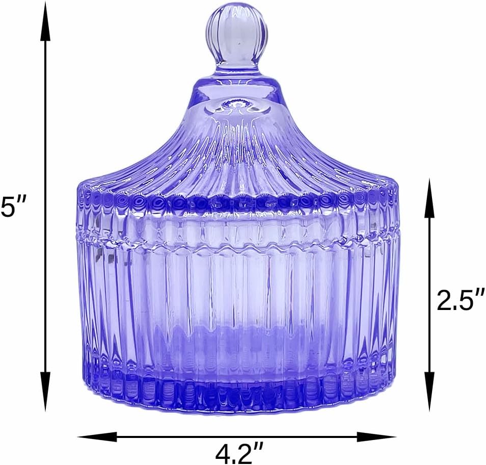Tarro cristal con tapa joyero decorativo morado