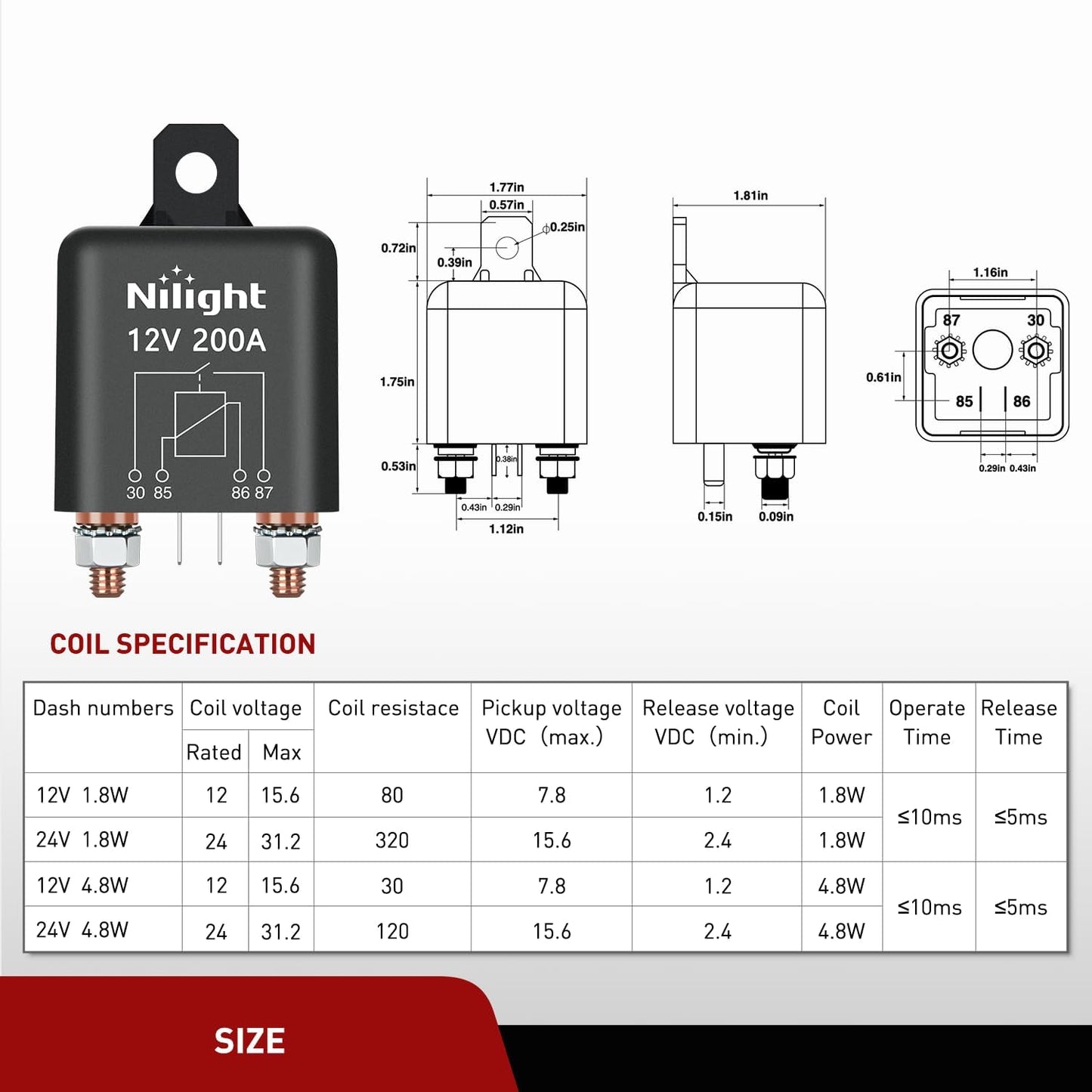 Relé arranque 200A 12V SPST para auto camión