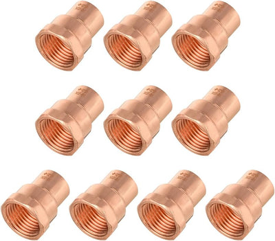 10 Adaptadores Hembra Cobre 1/2pulg FNPT Soldadura Sudor