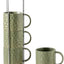 Set 4 Tazas Cerámica 16oz Inox Soporte Capuchino Té
