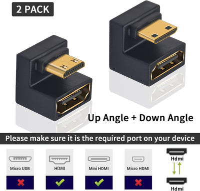 Adaptador HDMI U 180 grados macho hembra 8K 4K 1080P paquete 2