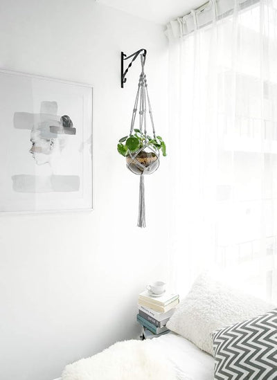 Colgador macramé para plantas 41pulg color gris