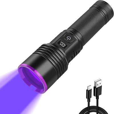 Linterna UV 365nm recargable para detección orina mascotas