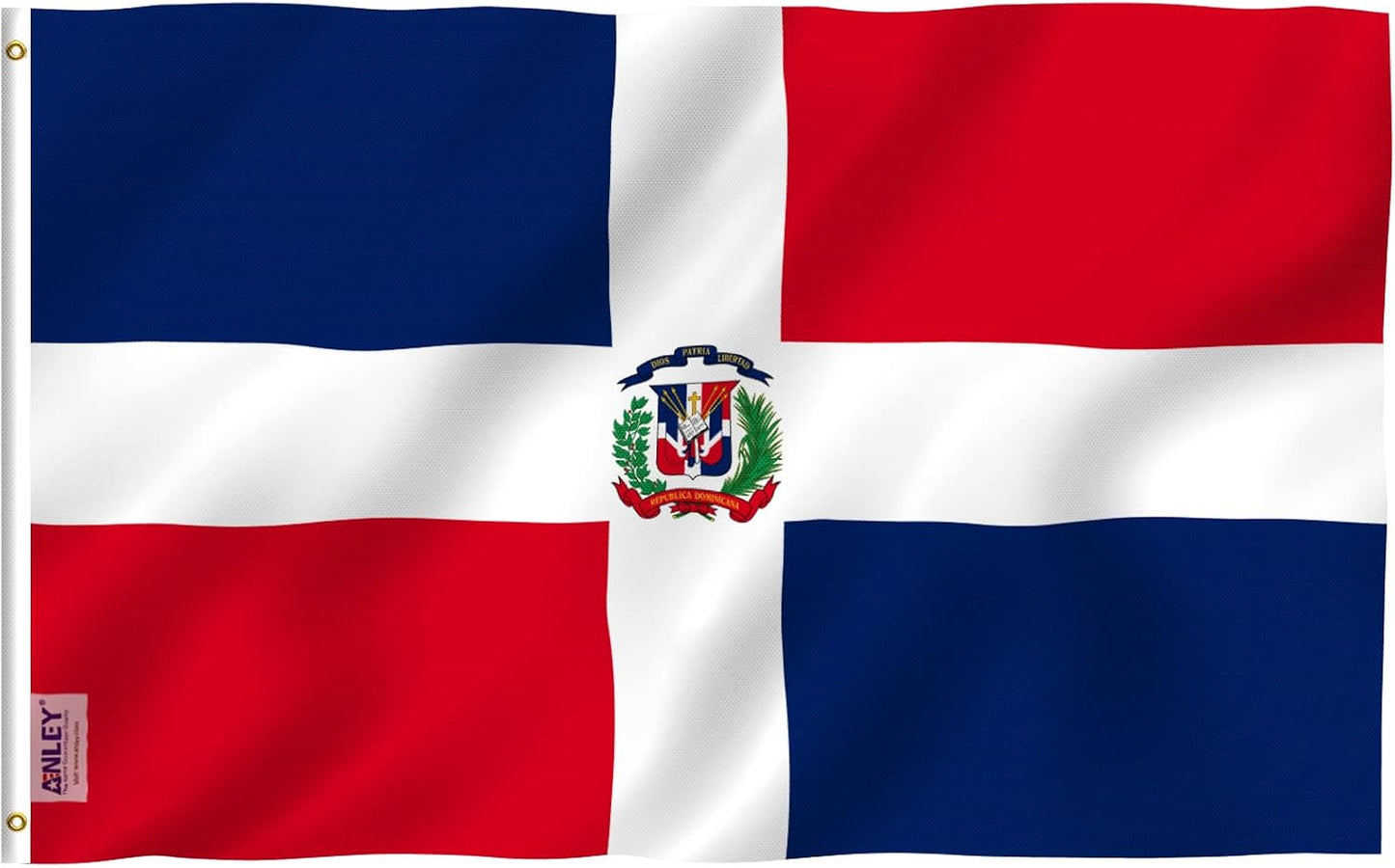 Bandera República Dominicana 3x5ft poliéster doble costura