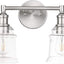 Lámpara baño con 2 luces níquel cepillado cristal