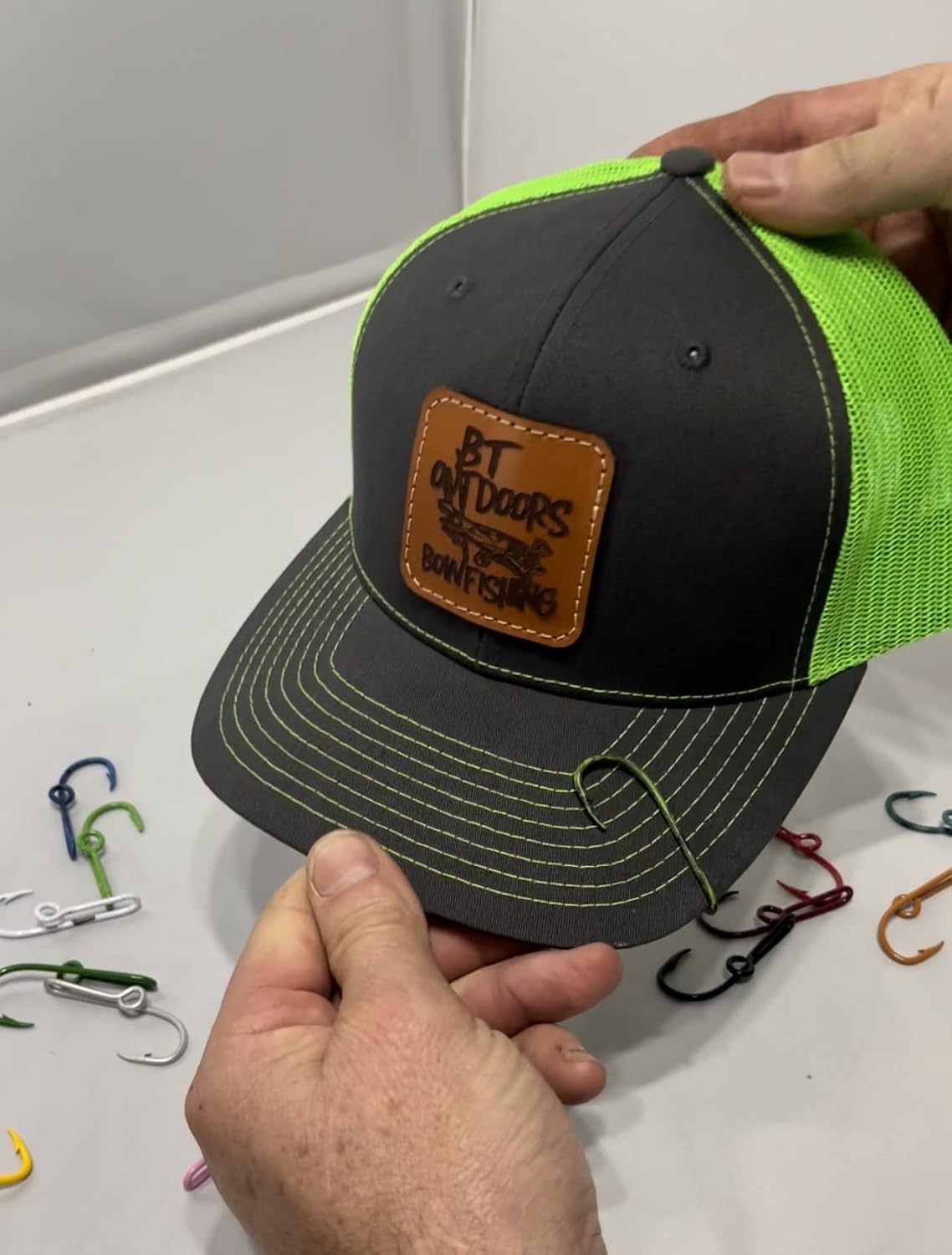 Gancho sombrero fibra carbono camuflaje verde set 2