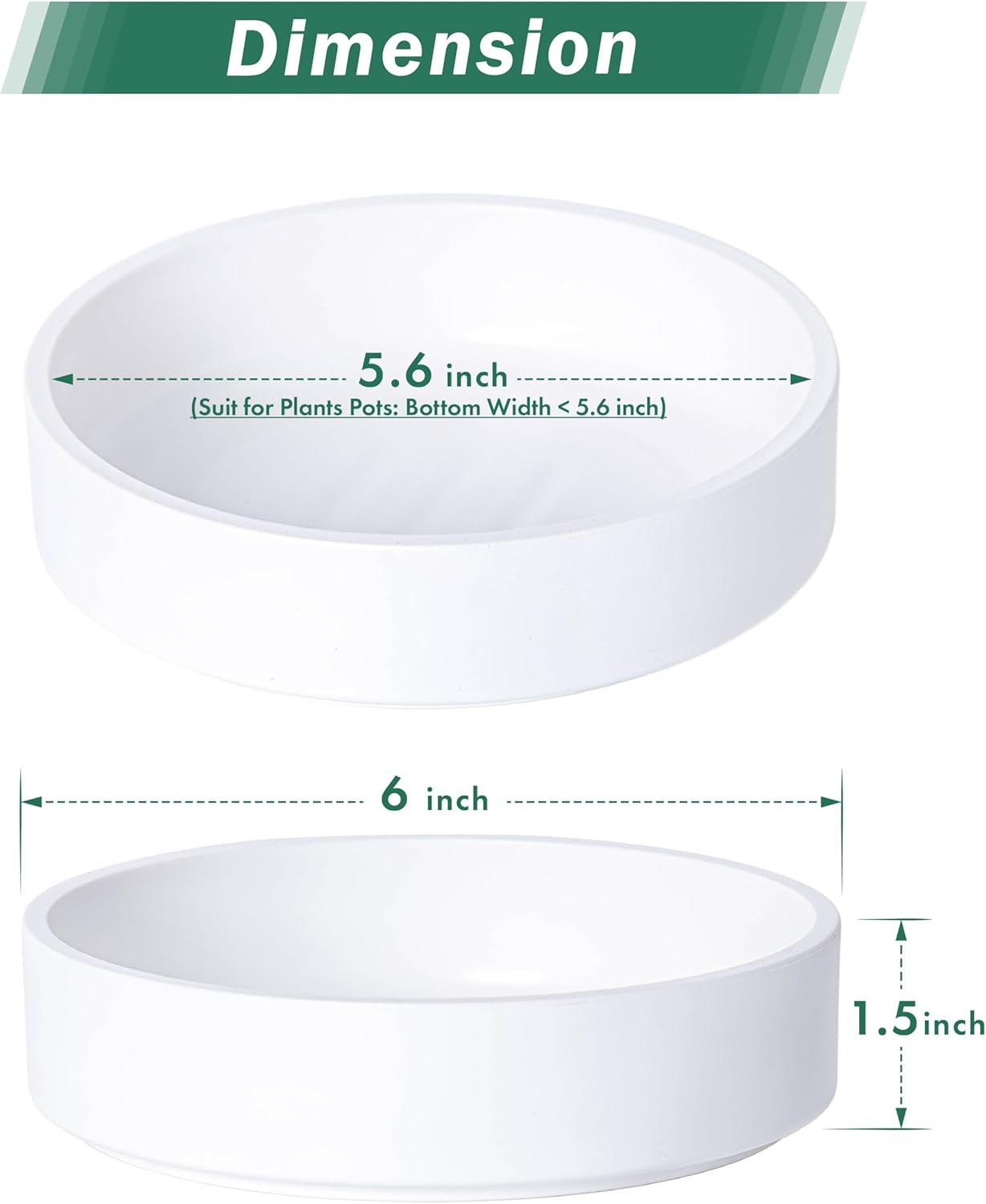 Bandeja drenaje plantas 6" set 4 blanco mate
