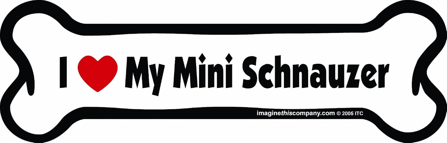 Hueso magnético para auto I Love My Mini Schnauzer 2x7pulg