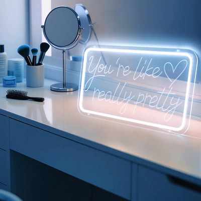 Letrero neón luz blanca texto inglés para dormitorio niñas baño