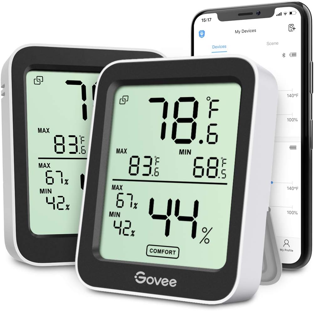 Termómetro higrómetro Bluetooth LCD negro set 2