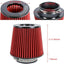 Filtro aire universal alto flujo 3.5" redondo rojo