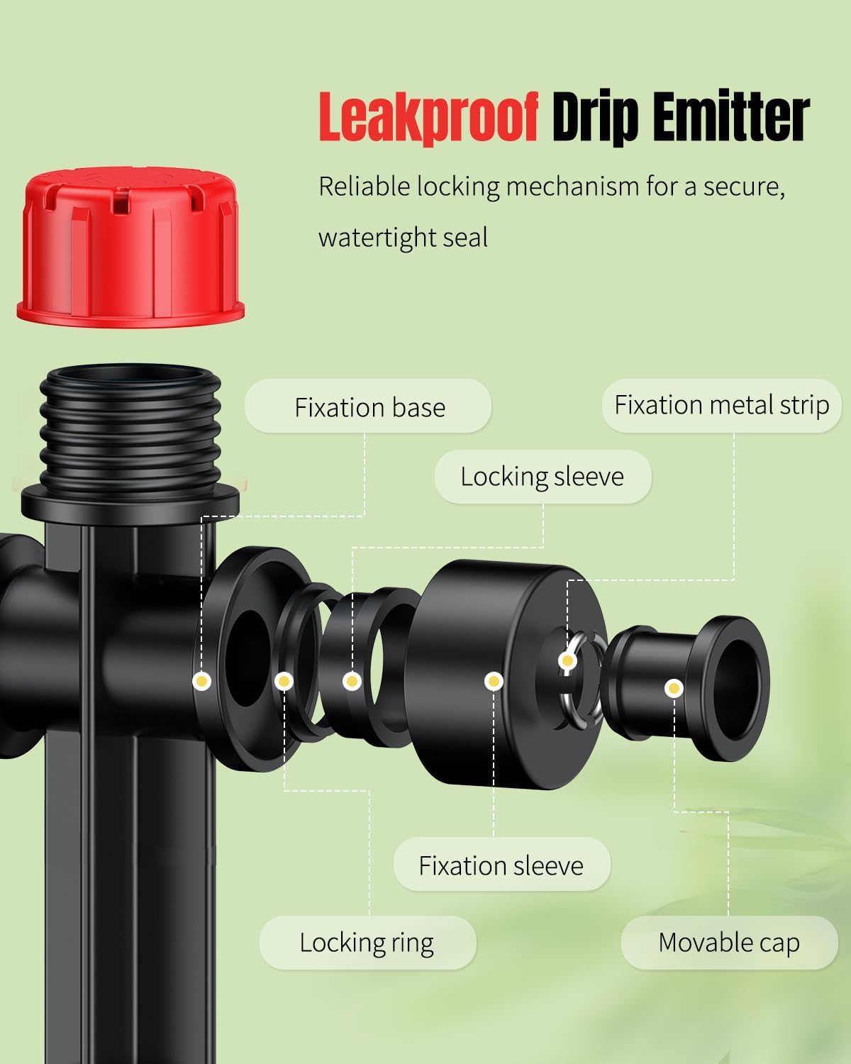 60 Emisores Riego Goteo 1/4" con Estaca y Tapones