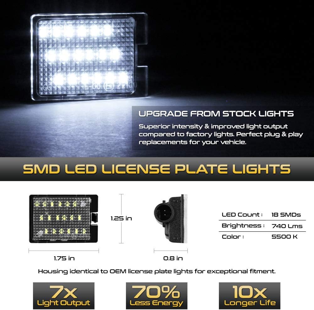 Luz LED placa matrícula comp Dodge Durango 2014-22 6000K