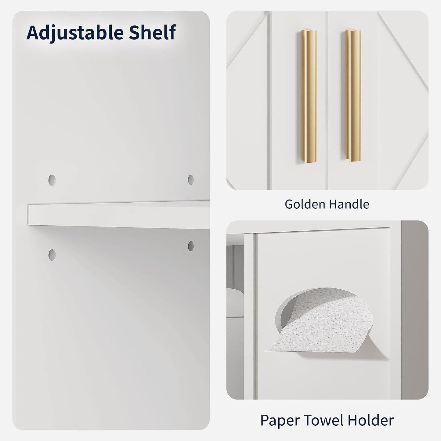 Gabinete inodoro estantes ajustables soporte papel