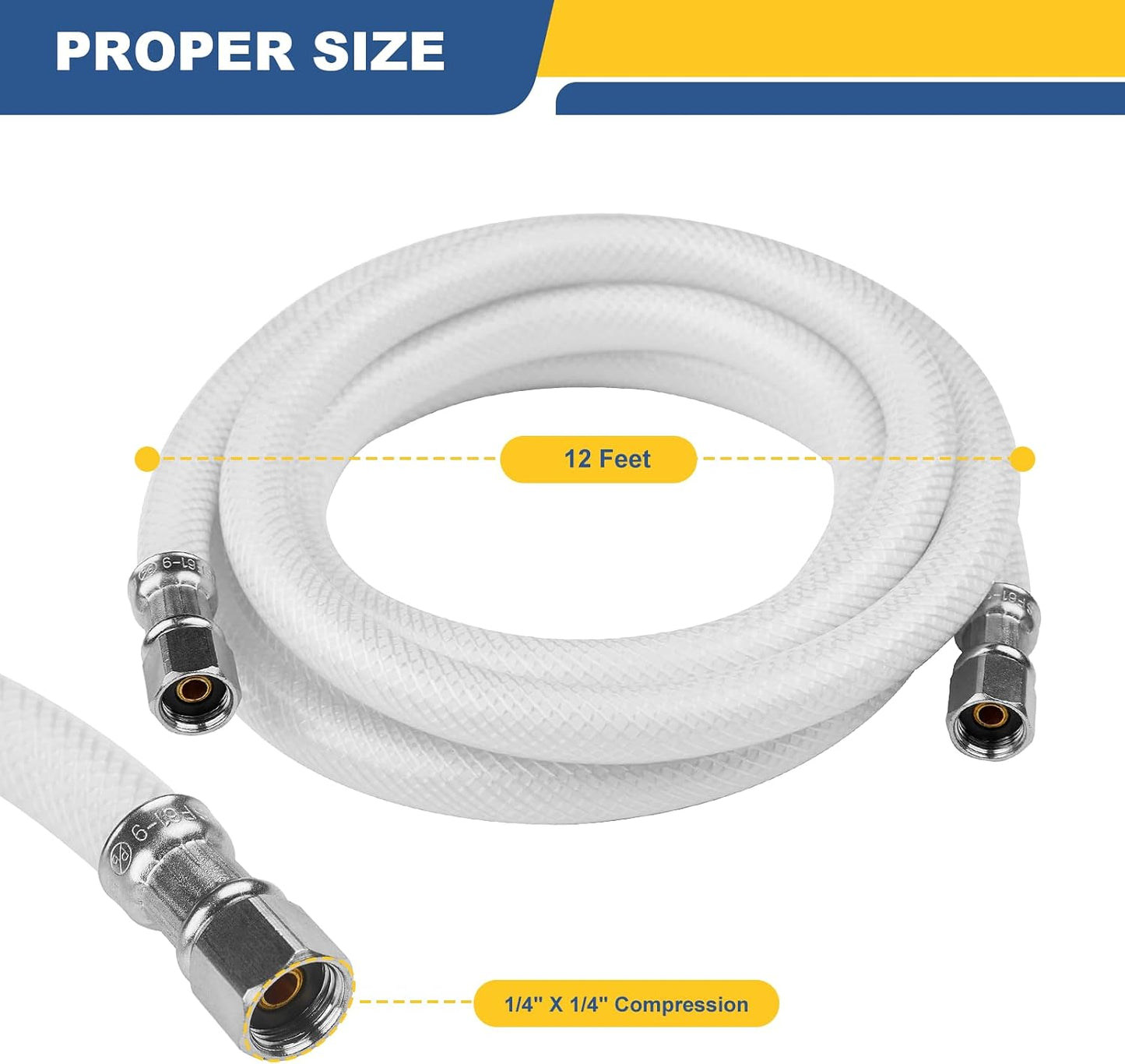 Línea agua refrigerador manguera PVC reforzada 12pies 1/4pulg