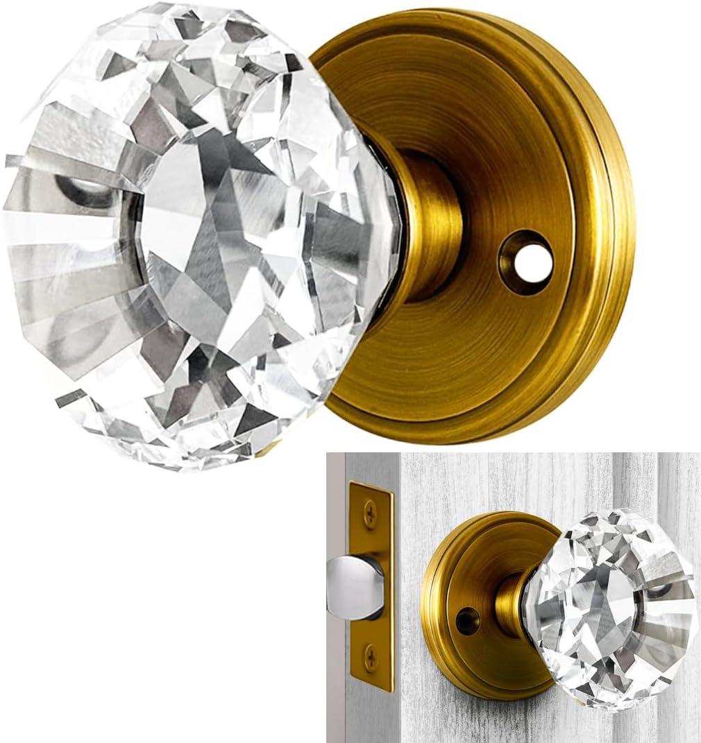 Pomo puerta vidrio dorado estilo vintage sin bloqueo 1 pack