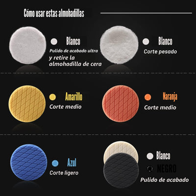 7 Pzas Almohadillas Pulido Espuma Waffle 6pulg Coche Barco