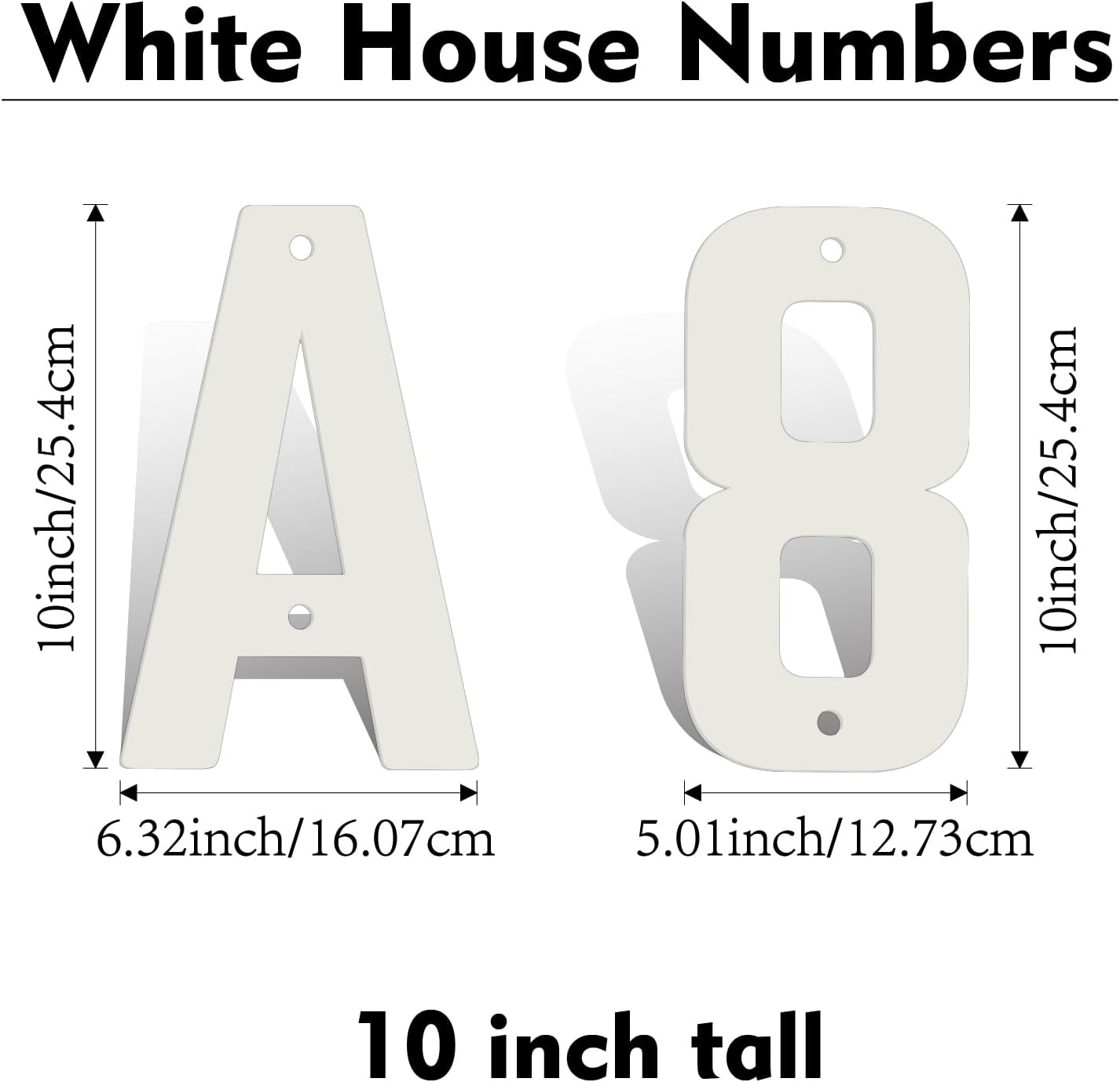 Letras metal blanco 10pulg números casa modernos exterior