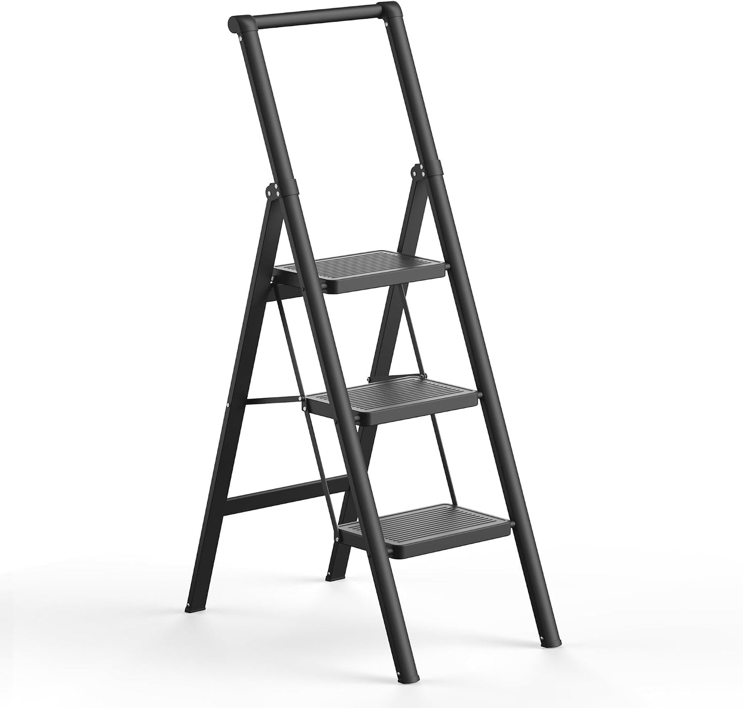 Escalera plegable hierro negro 3 escalones antiderrap