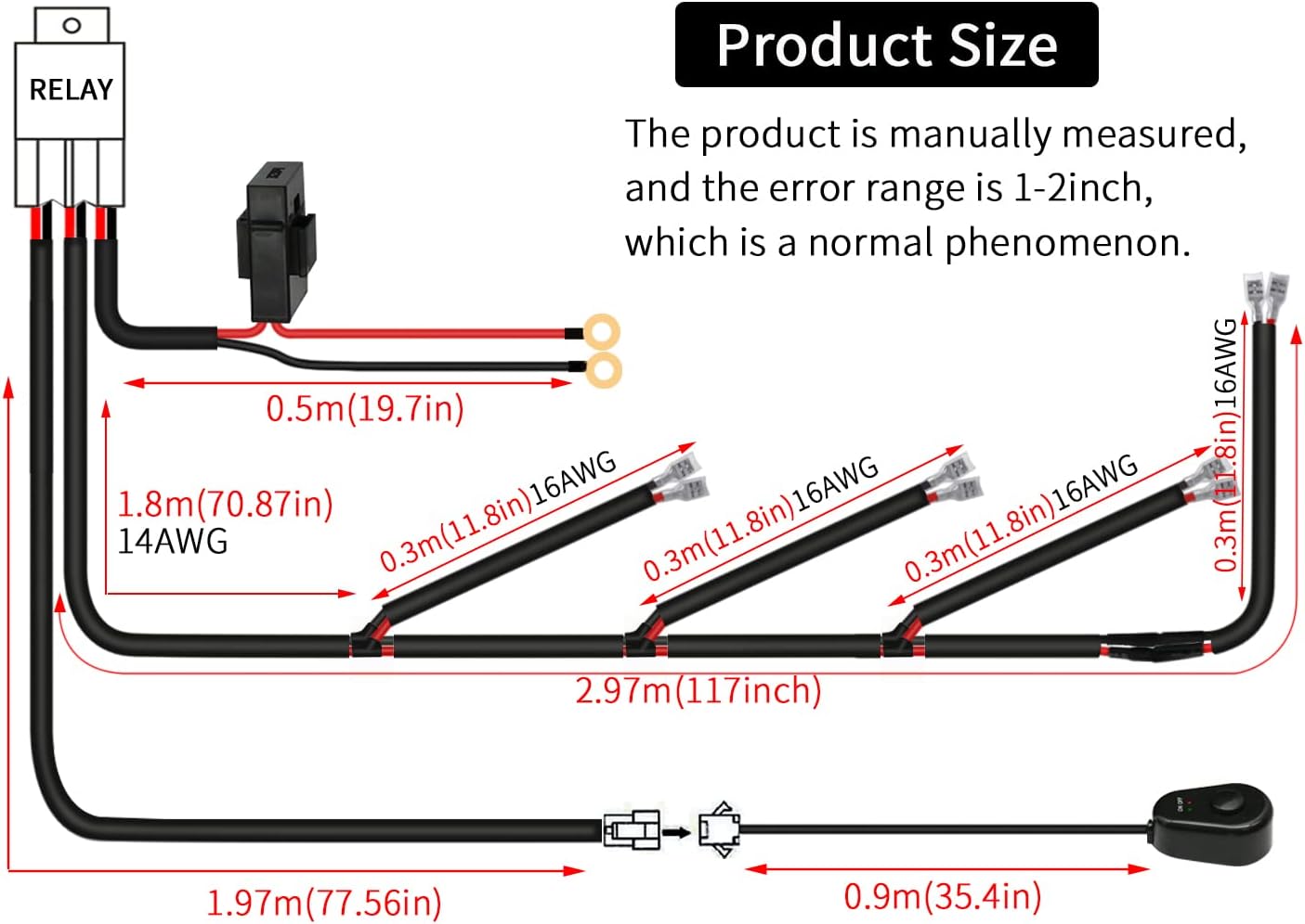 Kit arnés cableado LED 12V con interruptor y fusible