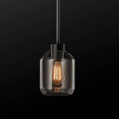 Lámpara colgante negro mate pantalla cristal transparente
